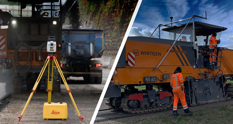 Construction worker on a yellow dozer with Leica iCON machine control system installed